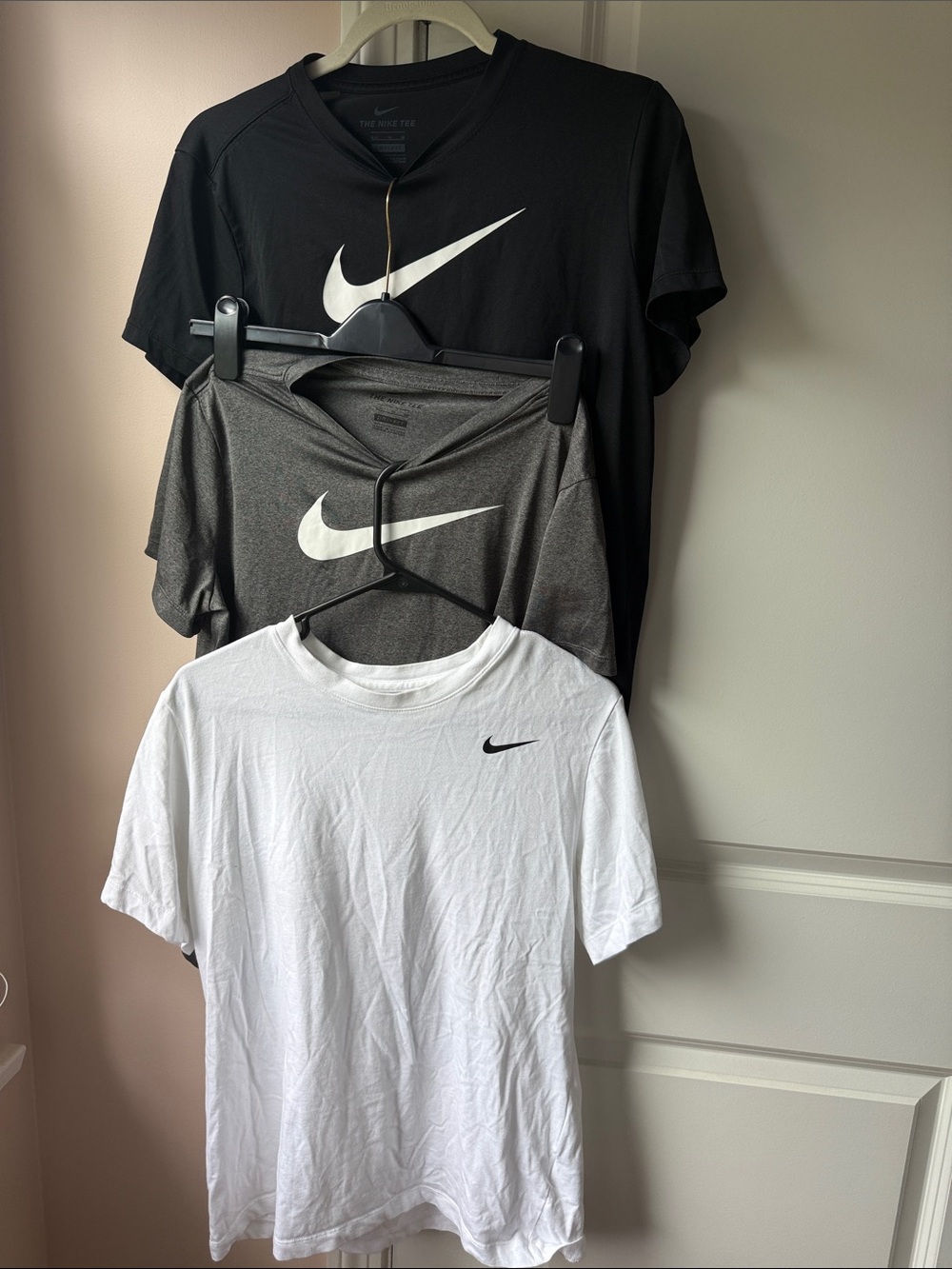 Nike Men's Short Sleeve Tees - Black, Gray, White - Swoosh Logo Pack